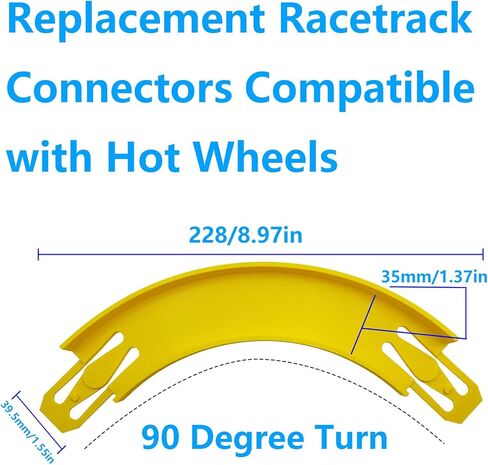 نسخة مطورة من موصلات مضمار السباق المتوافقة مع العجلات الساخنة، دوران 90 درجة، بناء مسارات سباق ملحمية، 4 عبوات باللون الأصفر in Kuwait
