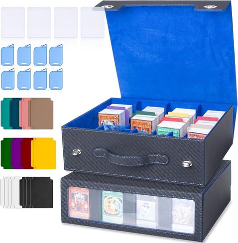 5-Row 3900+ Trading Card Storage Box for MTG, Card Deck Box with Snap-fit Design, 5 Card Sleeves, 10 Stoppers, 80 Dividers and 1 Dice Tray (Black-Grey) in Saudi Arabia