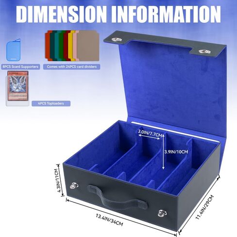 5-Row 3900+ Trading Card Storage Box for MTG, Card Deck Box with Snap-fit Design, 5 Card Sleeves, 10 Stoppers, 80 Dividers and 1 Dice Tray (Black-Grey) in Saudi Arabia