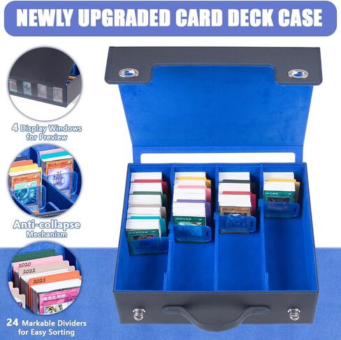 5-Row 3900+ Trading Card Storage Box for MTG, Card Deck Box with Snap-fit Design, 5 Card Sleeves, 10 Stoppers, 80 Dividers and 1 Dice Tray (Black-Grey) in Saudi Arabia