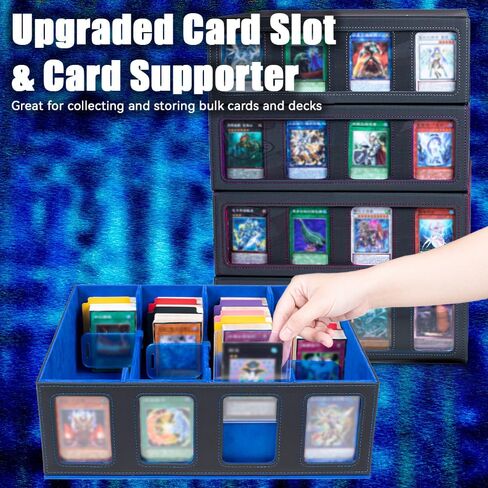 5-Row 3900+ Trading Card Storage Box for MTG, Card Deck Box with Snap-fit Design, 5 Card Sleeves, 10 Stoppers, 80 Dividers and 1 Dice Tray (Black-Grey) in Saudi Arabia