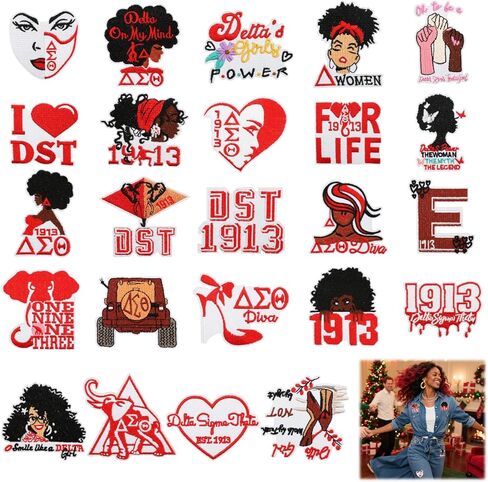 24 Pcs Delta Sigma Theta Iron On Patches, Sorority Embroidered Patches for Clothes & Backpacks, Iron On Letters for DIY Applique, Paraphernalia for Jackets, Hats, Bags in Saudi Arabia