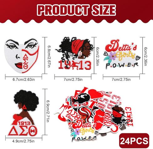 24 Pcs Delta Sigma Theta Iron On Patches, Sorority Embroidered Patches for Clothes & Backpacks, Iron On Letters for DIY Applique, Paraphernalia for Jackets, Hats, Bags in Saudi Arabia