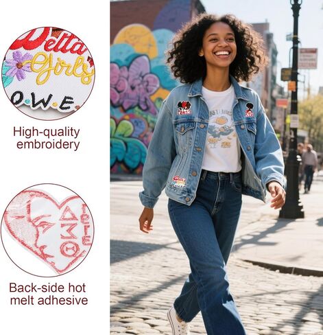 24 Pcs Delta Sigma Theta Iron On Patches, Sorority Embroidered Patches for Clothes & Backpacks, Iron On Letters for DIY Applique, Paraphernalia for Jackets, Hats, Bags in Saudi Arabia