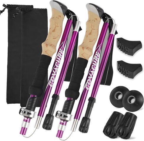 COVACURE Trekking Poles - Collapsible Walking Sticks for Hiking, Lightweight & Foldable Hiking Sticks for Travel, Essential Trekking Gear for Men and Women in Snow or on Trails in Saudi Arabia