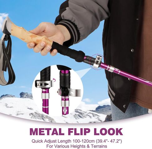 COVACURE Trekking Poles - Collapsible Walking Sticks for Hiking, Lightweight & Foldable Hiking Sticks for Travel, Essential Trekking Gear for Men and Women in Snow or on Trails in Saudi Arabia