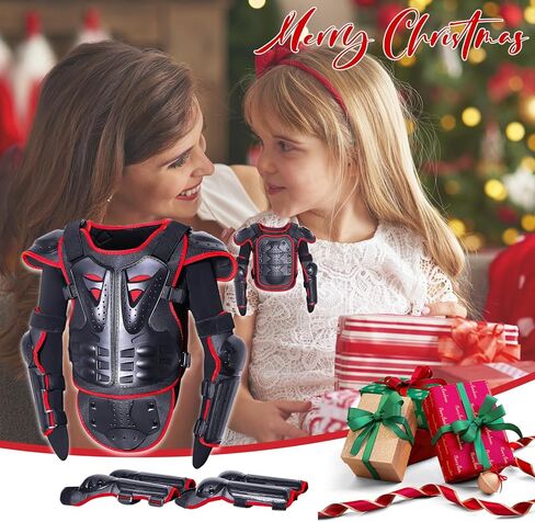 StarknightMT Upgraded Motorcycle Kids Armor Suit Dirt Bike Gear Elbow Knee Pads Chest Belly Protector Motocross Riding Guards Set（Red） in Kuwait