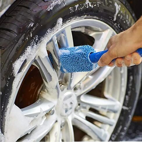 Car Wheel Cleaning Brush, Handle Motorcycle Washing Cleaning Tools, Soft Reusable Clean Tool for Cars Wash Shop (Blue) in Saudi Arabia