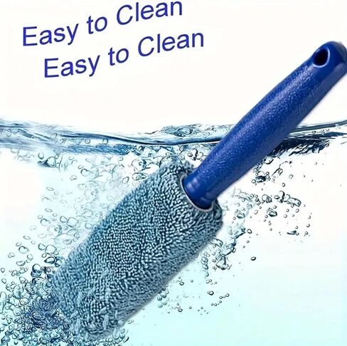 Car Wheel Cleaning Brush, Handle Motorcycle Washing Cleaning Tools, Soft Reusable Clean Tool for Cars Wash Shop (Blue) in Saudi Arabia