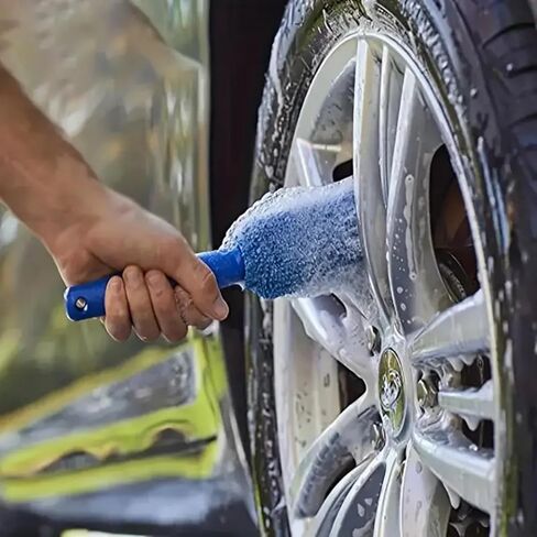 Car Wheel Cleaning Brush, Handle Motorcycle Washing Cleaning Tools, Soft Reusable Clean Tool for Cars Wash Shop (Blue) in Saudi Arabia