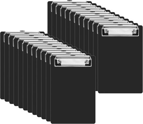 24 Pack Small Clipboards 4.7 x 7.3 Inch Mini Clipboards with Pen Holder Clip A6 Memo Clipboard Plastic Pocket Clipboard with Profile Clip for School Office Restaurant Cafe Hotel (Black) in Saudi Arabia