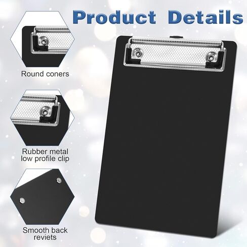 24 Pack Small Clipboards 4.7 x 7.3 Inch Mini Clipboards with Pen Holder Clip A6 Memo Clipboard Plastic Pocket Clipboard with Profile Clip for School Office Restaurant Cafe Hotel (Black) in Saudi Arabia
