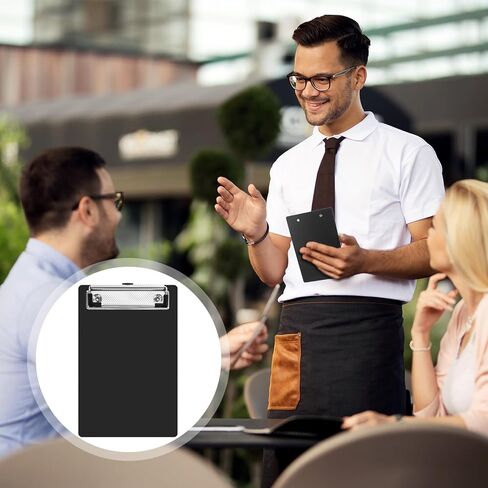 24 Pack Small Clipboards 4.7 x 7.3 Inch Mini Clipboards with Pen Holder Clip A6 Memo Clipboard Plastic Pocket Clipboard with Profile Clip for School Office Restaurant Cafe Hotel (Black) in Saudi Arabia