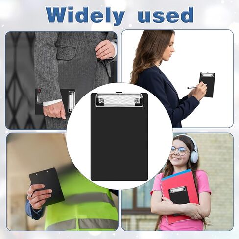 24 Pack Small Clipboards 4.7 x 7.3 Inch Mini Clipboards with Pen Holder Clip A6 Memo Clipboard Plastic Pocket Clipboard with Profile Clip for School Office Restaurant Cafe Hotel (Black) in Saudi Arabia