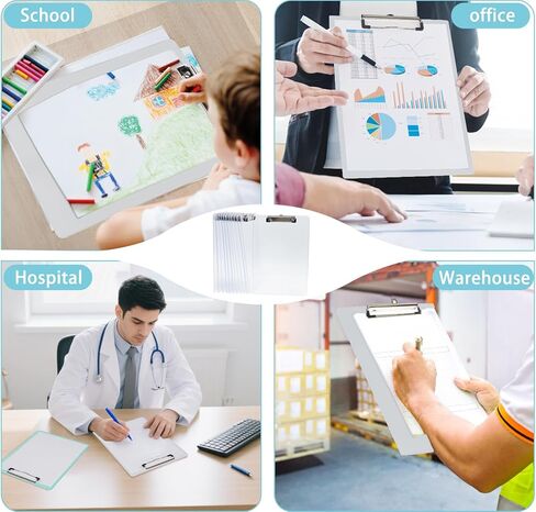 12 Pack Plastic Clipboards A4 Letter Size, 12.5" x 9" Clear Clipboards Bulk, Hangable Clip Boards with Low Profile Metal Clip,Office Supplies Classroom in Saudi Arabia
