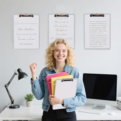 12 Pack Plastic Clipboards A4 Letter Size, 12.5" x 9" Clear Clipboards Bulk, Hangable Clip Boards with Low Profile Metal Clip,Office Supplies Classroom in Saudi Arabia