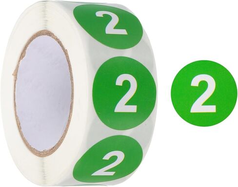 PATIKIL Number 2 Circle Stickers,1 Inch Round Color Coded Self-Adhesive Number Label 500 Labels/Roll for Home Organization Office Management, Green with White Text in Saudi Arabia