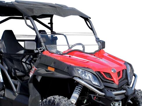 SuperATV Scratch Resistant Half Windshield for CFMOTO ZForce 800 EX, 800 Trail, 500, 1000 (See Fitment), XR Optic Hard Coating, 1/4" Polycarbonate 250x Stronger than Glass, USA Made in Saudi Arabia