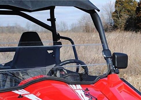 SuperATV Scratch Resistant Half Windshield for CFMOTO ZForce 800 EX, 800 Trail, 500, 1000 (See Fitment), XR Optic Hard Coating, 1/4" Polycarbonate 250x Stronger than Glass, USA Made in Saudi Arabia