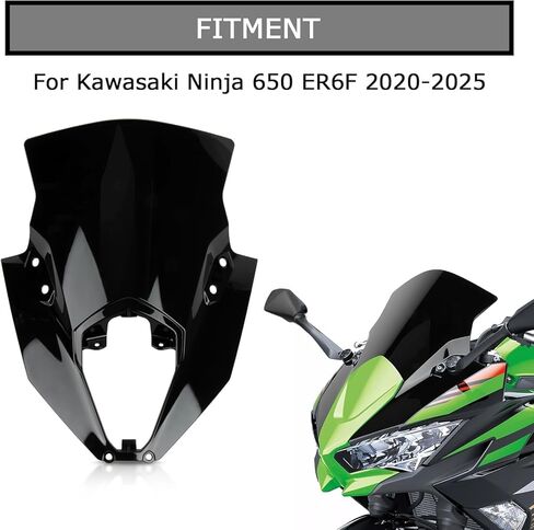 واقي منحرف الرياح للزجاج الأمامي للدراجات النارية لدراجة Ninja 650 ER6F 2020-2025 (أسود) in Saudi Arabia