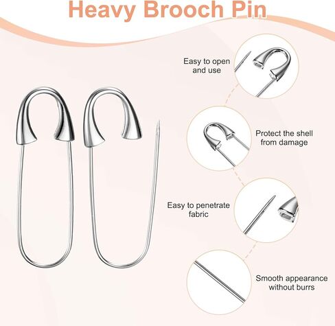 10-Pack Large Safety Pin, 1.73 in(44mm) Zinc Alloy Heavy Brooch Pin for Sewing Clothes/Costume/Skirts Garments/Craft Supplies, Decorative Safety Pins [Silver Tone] in Saudi Arabia