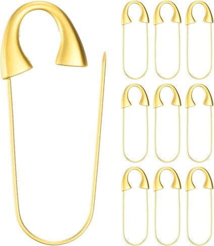 10-Pack Large Safety Pin, 1.73 in(44mm) Zinc Alloy Heavy Brooch Pin for Sewing Clothes/Costume/Skirts Garments/Craft Supplies, Decorative Safety Pins [Silver Tone] in Saudi Arabia
