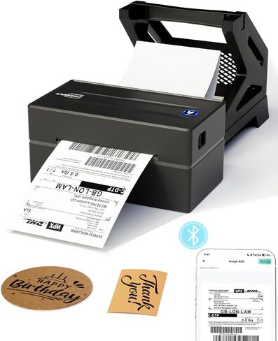 Labeer Shipping Label Thermal Printer, 4x6 Bluetooth Lablel Printer for Small Business and Shipping Packages, Compatible with Android, iOS, Windows, Mac, Chromebook,USPS, Ebay,Shopify&More (Black) in Saudi Arabia