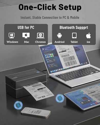 Labeer Shipping Label Thermal Printer, 4x6 Bluetooth Lablel Printer for Small Business and Shipping Packages, Compatible with Android, iOS, Windows, Mac, Chromebook,USPS, Ebay,Shopify&More (Black) in Saudi Arabia