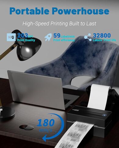 Labeer Shipping Label Thermal Printer, 4x6 Bluetooth Lablel Printer for Small Business and Shipping Packages, Compatible with Android, iOS, Windows, Mac, Chromebook,USPS, Ebay,Shopify&More (Black) in Saudi Arabia