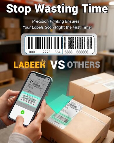 Labeer Shipping Label Thermal Printer, 4x6 Bluetooth Lablel Printer for Small Business and Shipping Packages, Compatible with Android, iOS, Windows, Mac, Chromebook,USPS, Ebay,Shopify&More (Black) in Saudi Arabia