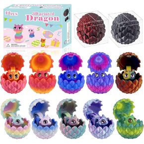 12 PCS Small 3D Dragon Eggs with Dragon Inside, Mini Flying Dragons with Eyes and Wings，Easter Basket Stuffers Mini Animal Easter Egg Set ，Suitable for Home & Office Decoration (B) in Kuwait