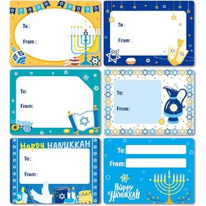 210 Pcs Hanukkah Gift Tag Stickers, Hanukkah Candlestick and Spinning top Designs, Hanukkah Name Tags, for Gift Bags and Wrapped Gifts.Gift Favor Decor Supplies in Saudi Arabia