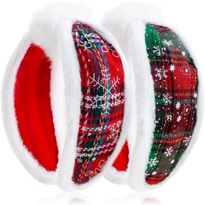TODDER 2 حزمة من عصابات رأس عيد الميلاد المنفوشة للنساء، عصابة رأس منقوشة حمراء مع أنماط ندفة الثلج، عصابة شعر واسعة، عصابة رأس لحفلات الكريسماس، هدايا إكسسوارات للشعر للفتيات in Kuwait