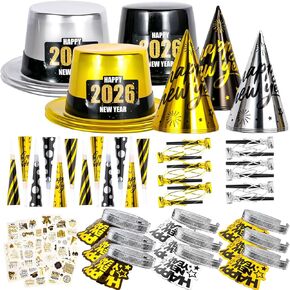 2026 New Years Eve Party Supplies, 60 Pcs New Year Eve Party Hats and Horns, Headband, Tattoos, Blowouts 2026 New Year Party Favors in Saudi Arabia