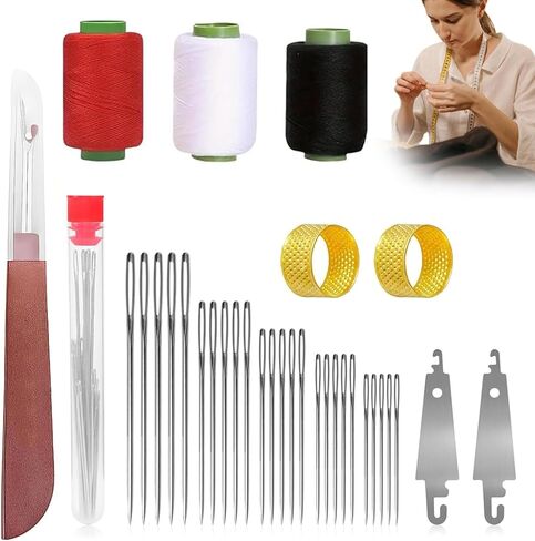 34PCS Sewing Tool Set, 2026 New Big Eye Steel Sewing Needles Kit, Stainless Steel Needles for Hand Sewing Kit, Portable DIY Hand Made Craft Set for Handcraft Lovers in Saudi Arabia