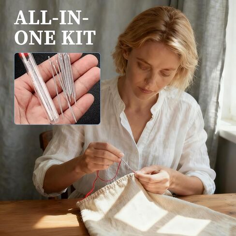 34PCS Sewing Tool Set, 2026 New Big Eye Steel Sewing Needles Kit, Stainless Steel Needles for Hand Sewing Kit, Portable DIY Hand Made Craft Set for Handcraft Lovers in Saudi Arabia