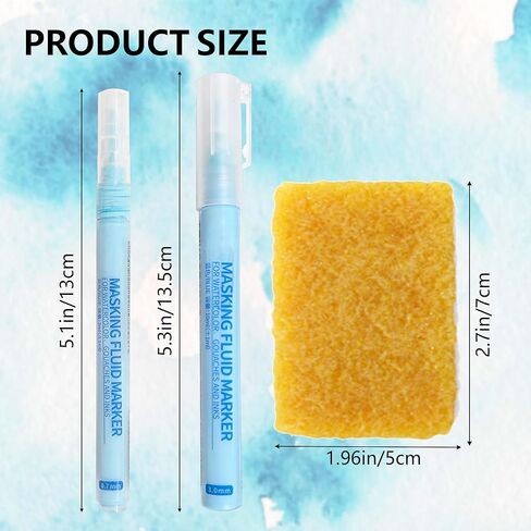 2 Pack Masking Fluid Pens for Watercolor Painting, 3mm 10ml Capacity & 0.7mm 3ml Applicator Tip with 2 Erasers - Blue Liquid Masking for Various Art Projects Watercolor Ink in Saudi Arabia