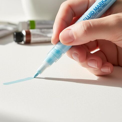 2 Pack Masking Fluid Pens for Watercolor Painting, 3mm 10ml Capacity & 0.7mm 3ml Applicator Tip with 2 Erasers - Blue Liquid Masking for Various Art Projects Watercolor Ink in Saudi Arabia