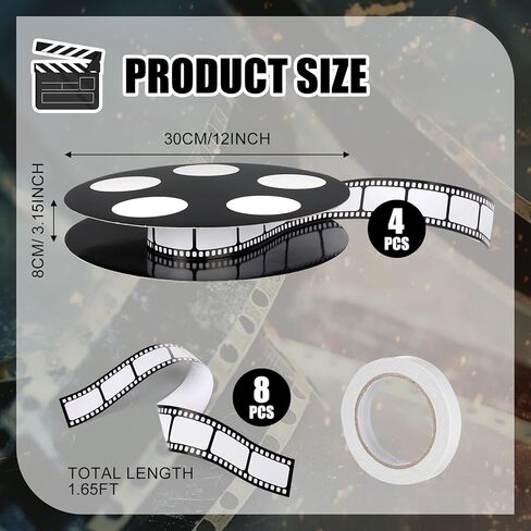 Honoson 4 Pcs Movie Reel Filmstrip Centerpiece Cinema Props Theme Party Decorations Reel Decor for Movie Night Party Decor in Saudi Arabia