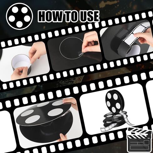 Honoson 4 Pcs Movie Reel Filmstrip Centerpiece Cinema Props Theme Party Decorations Reel Decor for Movie Night Party Decor in Saudi Arabia