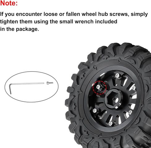 1.3" Beadlock Wheel Tires Aluminum 1.3 Beadlock Wheels and Tires Upgraded 1.45-inch Wheel for 1/24 SCX24 1/18 TRX4M RC Crawler Car Upgrade (4PCS, Red) in Saudi Arabia