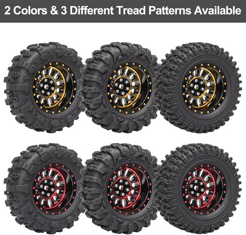 1.3" Beadlock Wheel Tires Aluminum 1.3 Beadlock Wheels and Tires Upgraded 1.45-inch Wheel for 1/24 SCX24 1/18 TRX4M RC Crawler Car Upgrade (4PCS, Red) in Saudi Arabia