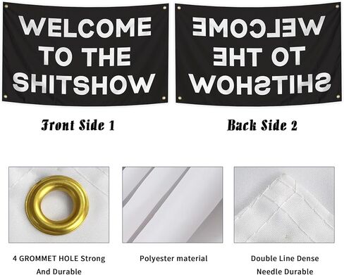 Welcome To The Shitshow Flag 3x5 Ft Funny Wall Banner, Black Motivational Quote Flag for Indoor Room Hanging Decor in Saudi Arabia