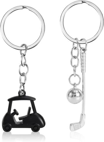 2pcs Golf Cart Keychains, Stylish Zinc Alloy Key Ring Golf Themed Key Holder Perfect Souvenir for Players and Fans in Saudi Arabia