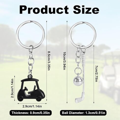 2pcs Golf Cart Keychains, Stylish Zinc Alloy Key Ring Golf Themed Key Holder Perfect Souvenir for Players and Fans in Saudi Arabia