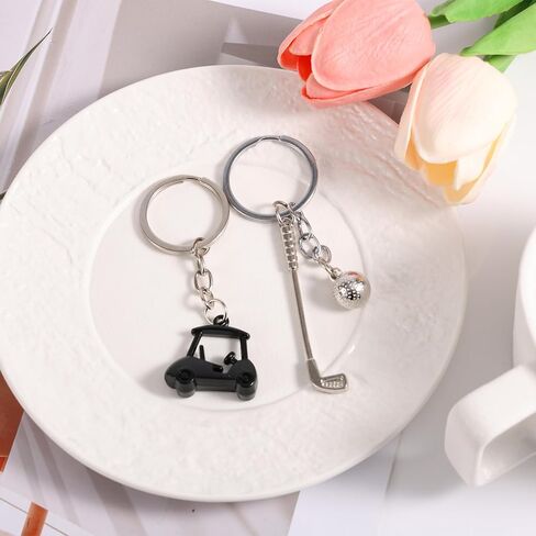 2pcs Golf Cart Keychains, Stylish Zinc Alloy Key Ring Golf Themed Key Holder Perfect Souvenir for Players and Fans in Saudi Arabia