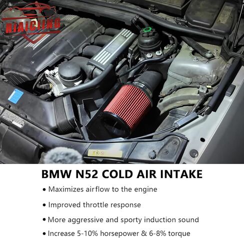 Cold Air Intake Kit Compatible with BMW 2008-2011 128i E82 E88, 2008-2011 328i/2006 330i E90 E91 E92 E93 N52 3.0L, Increases Horsepower & Torque, More Aggressive and Sporty Induction Sound in Saudi Arabia