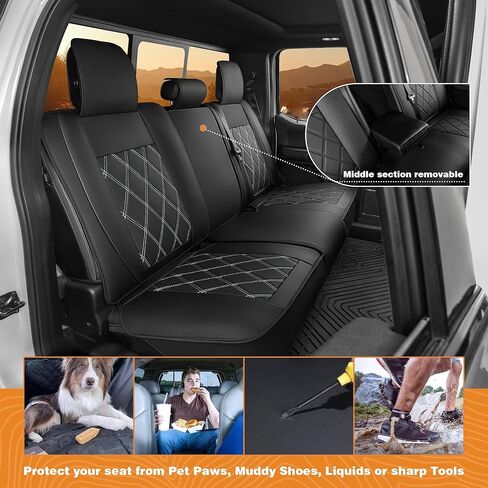 أغطية مقاعد لسيارة Toyota Tundra، مقاس مخصص 2014-2021 Toyota Tundra Crewmax Double Cab SR5 Limited Platinum TRD Pro 1794 Edition مع غطاء صناعي مقاوم للماء in Kuwait