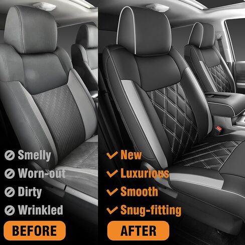 أغطية مقاعد لسيارة Toyota Tundra، مقاس مخصص 2014-2021 Toyota Tundra Crewmax Double Cab SR5 Limited Platinum TRD Pro 1794 Edition مع غطاء صناعي مقاوم للماء in Kuwait