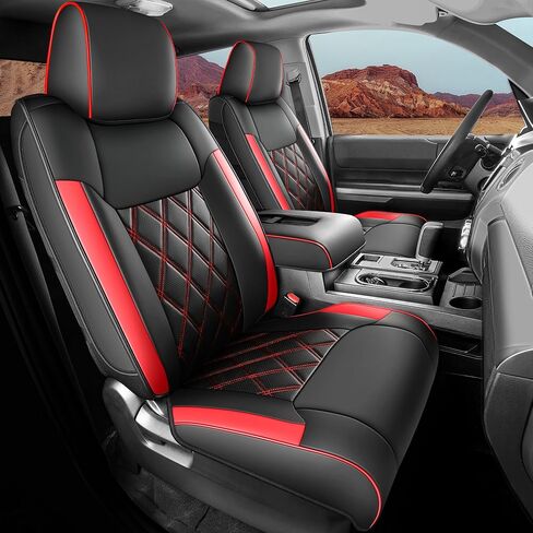 أغطية مقاعد لسيارة Toyota Tundra، مقاس مخصص 2014-2021 Toyota Tundra Crewmax Double Cab SR5 Limited Platinum TRD Pro 1794 Edition مع غطاء صناعي مقاوم للماء in Kuwait